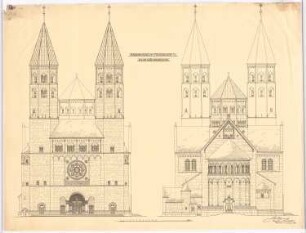 Kirche, Haren/Ems: Vorder- und Choransicht (1:100)