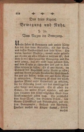 Das dritte Kapitel. Bewegung und Ruhe.