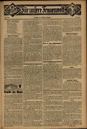 Zweite Ausgabe vom Donnerstag, den 27. Juli 1933.
