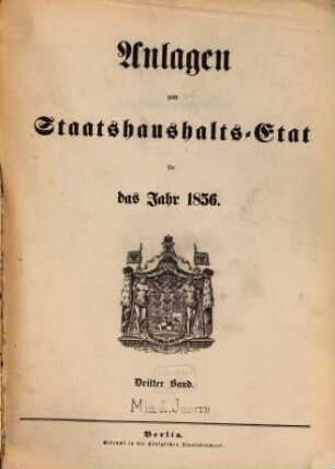 Staatshaushaltsplan : für d. Rechnungsjahr .... 1856,Anl.3