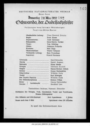 Schwanda, der Dudelsackpfeifer