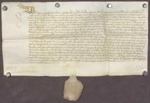 Gültverschreibung des Hans Eschelbach dem Jungen und Ludwig Schopfer, beide zu Ispringen, über zehn Pfund Heller Hauptgut, für das sie jährlich zehn Heller an das Frauenkloster zu Pforzheim zahlen.