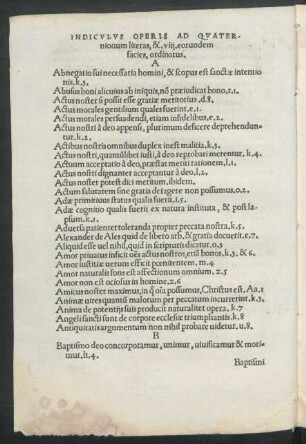 Indiculus Operis Ad Quaternionum literas ...