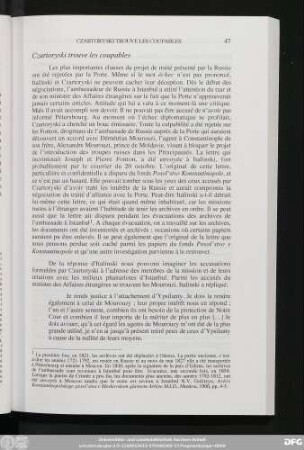 Czartoryski trouve les coupables