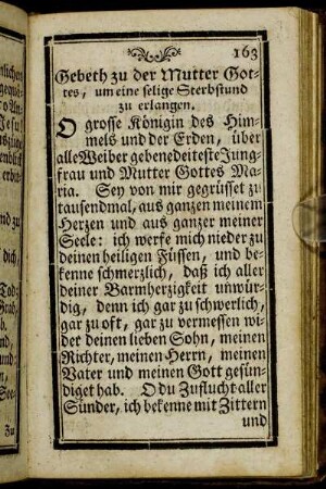 Gebeth zu der Mutter Gottes, um eine selige Sterbstund zu erlangen.