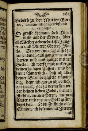 Gebeth zu der Mutter Gottes, um eine selige Sterbstund zu erlangen.