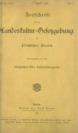 Heft 1-3. Amtlicher Theil. Nichtamtlicher Theil