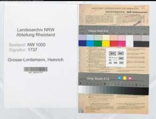 Entnazifizierung Heinrich Grosse-Lordemann, geb. 10.12.1917 (Versicherungskaufmann)