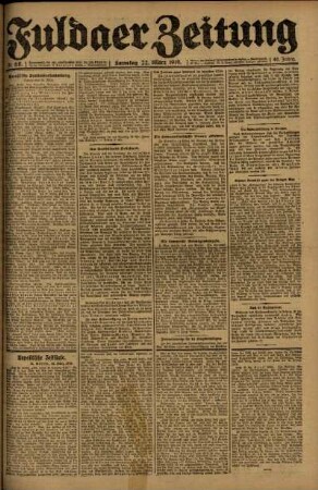 Erste Ausgabe vom Samstag, den 22. März 1919.