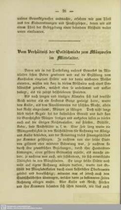 Vom Verhältniß der Goldschmiede zum Münzwesen im Mittelalter