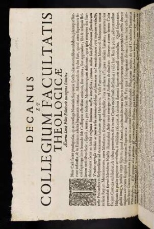 Decanus Et Collegium Facultatis Theologicae Aeternae Lucis Filiis Felicitatis omnigenae Lumina