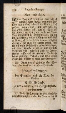 208-232, Andachtsübungen der Eremiten auf die Tage der Wochen
