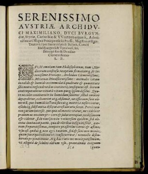 Serenissimo Austriæ Archiduci Maximiliano, Duci Burgundiæ [...]
