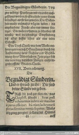 XVII. Betrachtung. Die Begnädigt Sünderin