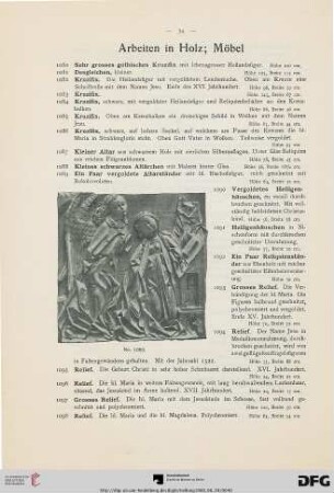 Arbeiten in Holz; Möbel (Nr. 1080-1347)