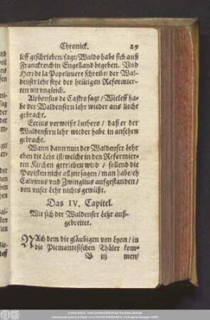 Das IV. Capitel. Wie sich der Waldenser Lehr ausgebreitet.
