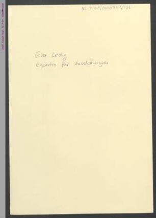 Eva Ledig. Expertin für Ausstellungen