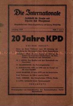 Sozialistische Zeitschrift begründet von Rosa Luxemburg und Franz Mehring, Jg. 1939