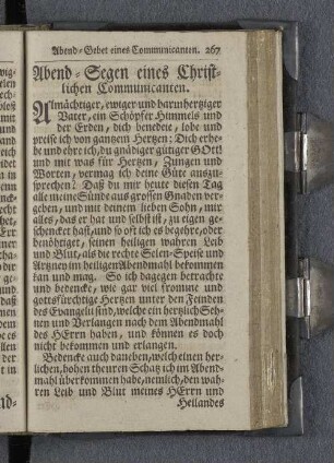 Abend-Segen eines Christlichen Communicanten.