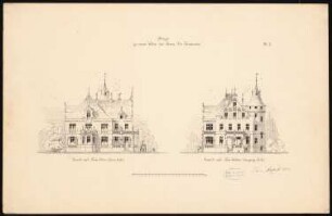 Villa Kunheim, Berlin-Niederschönweide: Ansicht nach Nordwesten und Nordosten