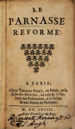 Le Parnasse reformé