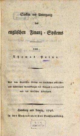 Sinken und Untergang des englischen Finanz-Systems