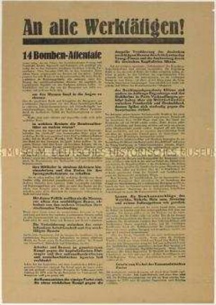 Großformatiges Flugblatt der KPD zu den Kommunalwahlen in Hamburg am 17. November 1932