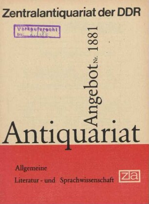 Nr. 1881: Allgemeine Literatur- und Sprachwissenschaft