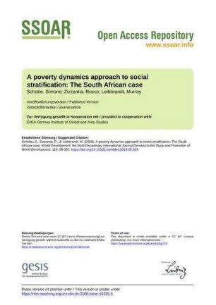 A poverty dynamics approach to social stratification: The South African case