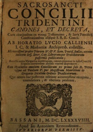 Canones Concilii Tridentini ... et Decreta