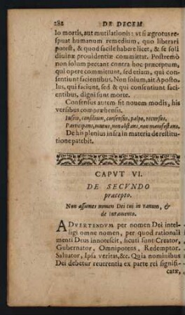 Caput VI. De Secundo praecepto. Non assumes nomen Dei ...