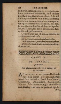 Caput VI. De Secundo praecepto. Non assumes nomen Dei ...