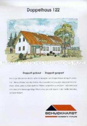 Werbeblatt der Firma Schuckhardt Massiv-Haus für ein Zweifamilienhaus
