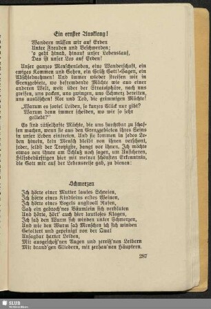 Ein ernster Ausklang (Gedichte)