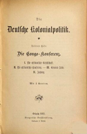 Die deutsche Kolonialpolitik : Aktenstücke der deutschen Kolonialpolitik. 1,3. 1885/86 (1885)