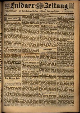Erste Ausgabe vom Mittwoch, den 01. Mai 1901.