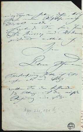 Brief von Clara Schumann an Eberhard Peters : Brief von Clara Schumann an Eberhard Peters. Düsseldorf, 18.02.1855. Seite 2. Dresden: SLUB Mscr.Dresd.App.232,181b
