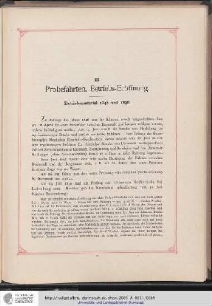 III. Probefahrten, Betriebs-Eröffnung