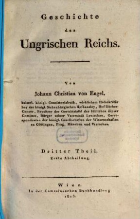 Geschichte des Ungrischen Reichs, 3,1