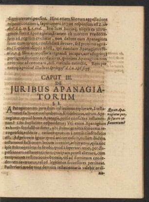 Caput III. De Iuribus Apanagiatorum