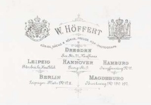 Fotografierückseite, Atelier Höffert, Dresden, 1890