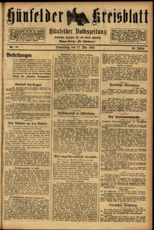 Ausgabe vom Donnerstag, den 17. Mai 1923.