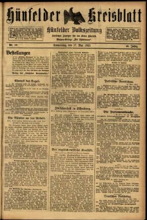 Ausgabe vom Donnerstag, den 17. Mai 1923.