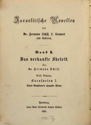 Israelitische Novellen, 1. Das verkaufte Skelett