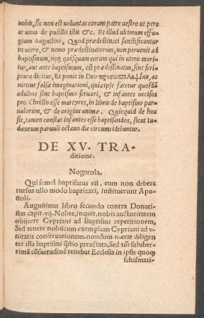 De XV. Traditione.