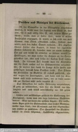 Dreschen und Reinigen des Kleesamens