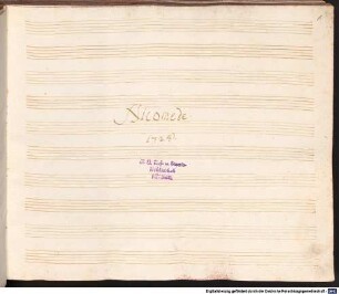 Nicomede, V (6), Coro, strings - BSB Mus.ms. 214 : Nicomede. // 1728. // (Atto primo - Atto terzo) // [spine title:] NICOMEDE