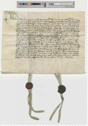 Die Ratsmannen Wulssche und Stoterogge bekunden einen Vertrag des Bürgermeisters Did. Elver und seines Vetters des Bürgers Alb. Elver über den Erbhof und Bergfried zu Ochtmissen.