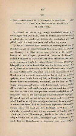 VIII. Stukken betrekkelijk de uitrustingen op Oost-Indie, ...