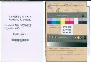 Entnazifizierung Maria Dietz , geb. 02.10.1898 (Postsekretaerin)